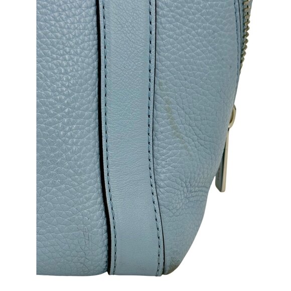 Michael Kors Blue Pebbled Leather Shoulder Bag With Chain Straps & MK Logo Charm - Picture 7 of 16